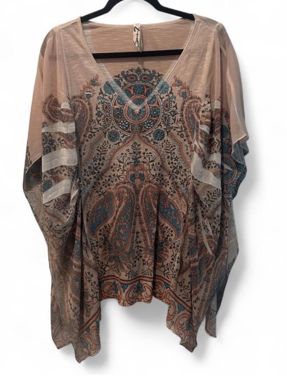 Y2K Flowy Boho Paisley Top Forrest Fairy Whimsigoth Shirt Size 14/16
